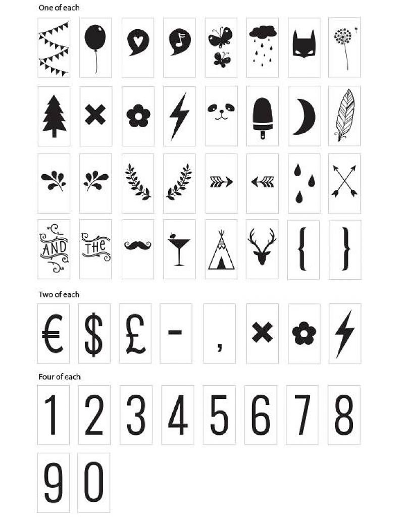 85 numbers and symbols